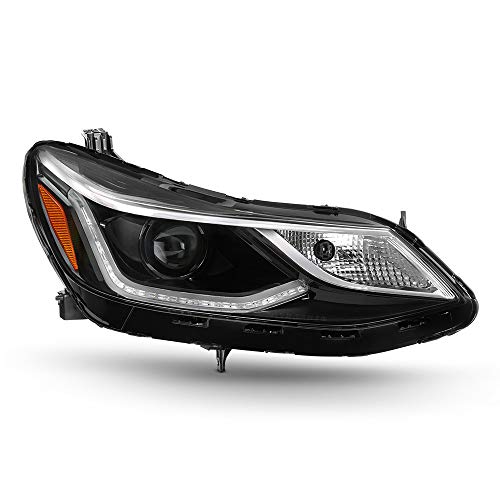 [For 2016-2019 Chevy Cruze LT Premier] OE-Style Black Housing LED DRL Strip Headlight Right Headlamp Assembly Replacement, Passenger Side