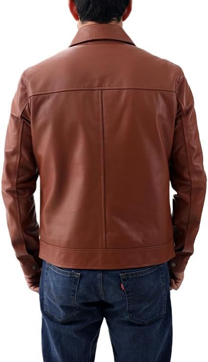 Men's Polo Collar Leather Jacket - Classic Style, Everyday Wear, Genuine Lambskin Leather