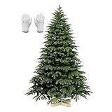 SALCAR Weihnachtsbaum Künstlich 180 cm, Künstlicher Tannenbaum aus PE & PVC mit Handschuhen und Holzständer als Weihnachtsdeko Innen