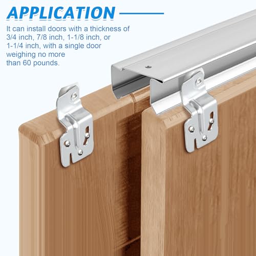 Kit de riel para clóset deslizante de 72 pulgadas Therwen, hardware para puertas correderas, tiradores chapados en latón galvanizado para instalar puertas plegables o deslizantes miniatura 6