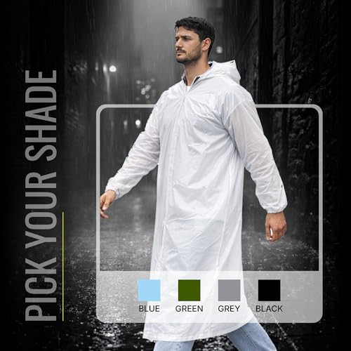 Image of Robustt EVA Reusable Raincoat with Hood (Transparent) - Pack of 2 | Elasticated Full Sleeves Outdoor Waterproof Raincoat for Men & Women | Rainwear | Button Closure | Knee Length | Universal Fit