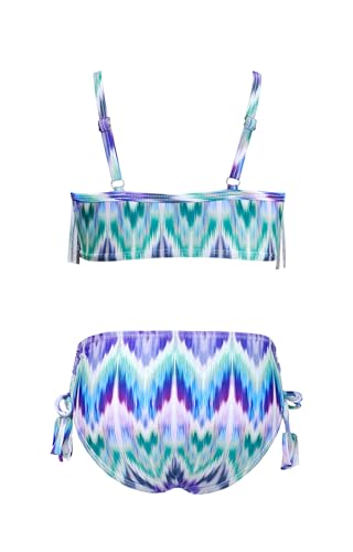 Image of SHEKINI Girls Tie Side Sports Tassel Bikini Set Printing Two-Piece Swimsuit