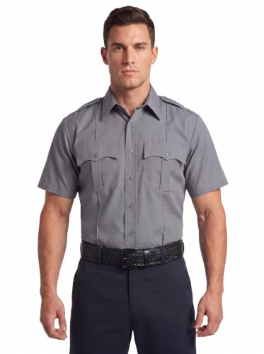 Image of First Class 100% Polyester Short Sleeve Men's Uniform Shirt White