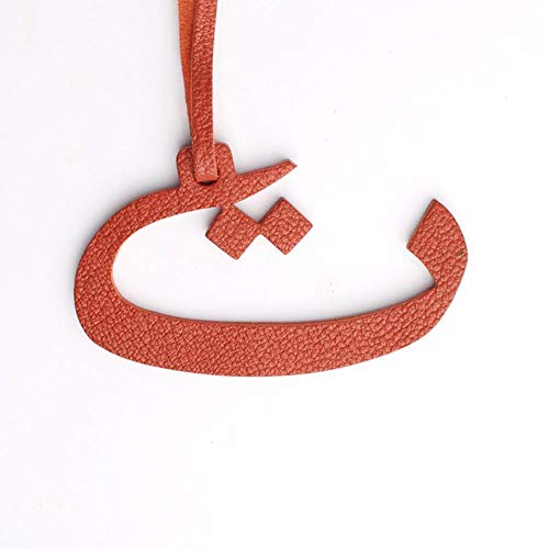 TOSISZ Hecho Genuino Cuero Natural Carácter Alfabeto Letra árabe Llavero Mochila Colgante Señoras Mujeres Bolso Encanto, T LADRILLO Rojo