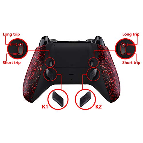 Image of eXtremeRate Textured Red Lofty Programable Remap & Trigger Stop Kit, Upgrade Boards & Redesigned Back Shell & Side Rails & Back Buttons & Trigger Lock for Xbox One S /X Controller Model 1708
