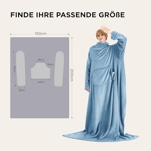 BEDSURE Blanket with Sleeves as Gifts for Women, Cuddly Blanket with Sleeves, 150 x 200 cm, Warm, Adult’s Sleeved Blanket, TV Blanket, Sharpa, Christmas Red