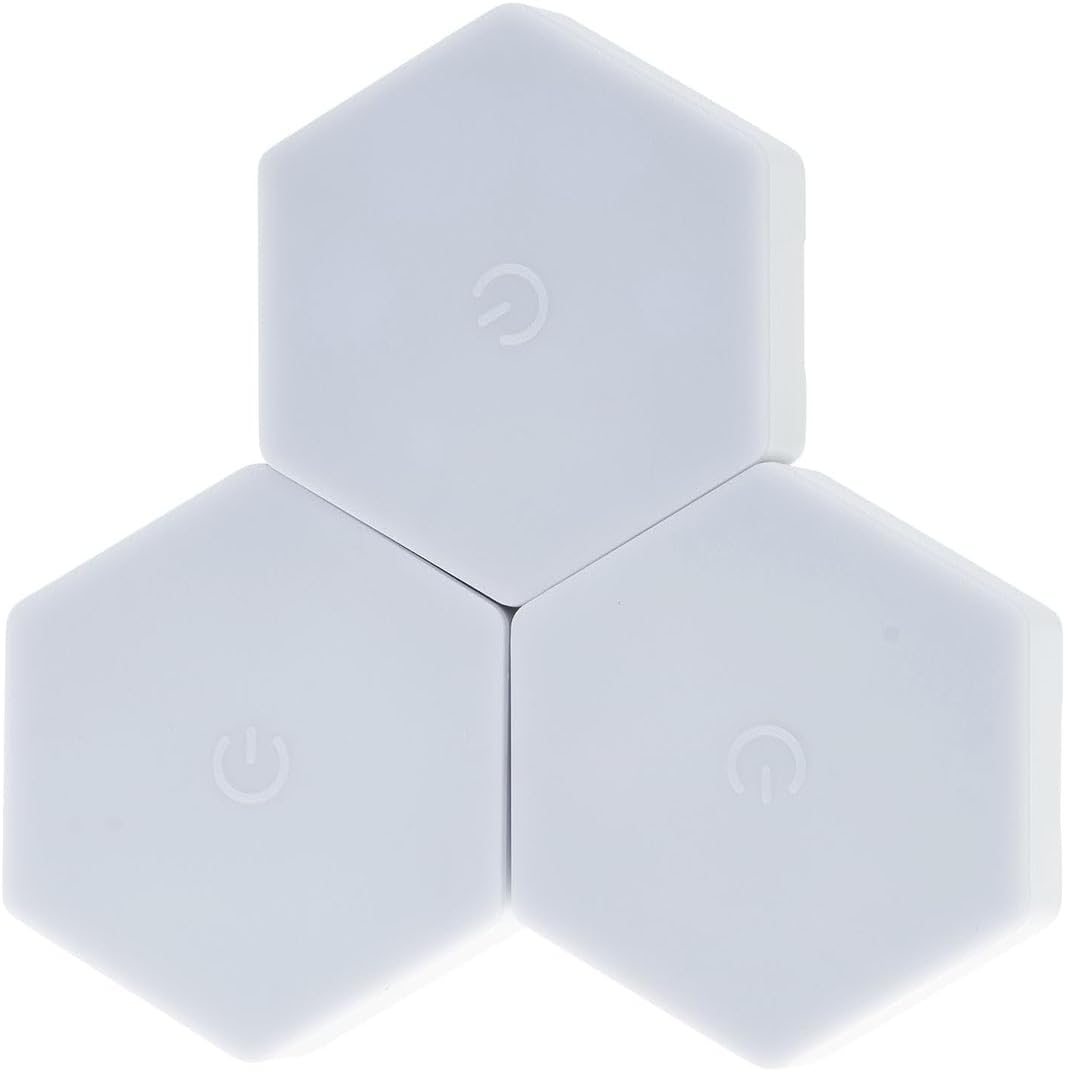 LitezAll Wireless Hexagon Lights with Remote Control 3 Pack | 16 Color RGB LED Wall Light Panels | Modular Stick On Hexagonal Gaming Room Decor | 9 AAA Batteries Included