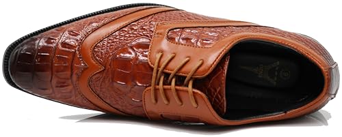 Image of ODN Men's Alligator Crocodile Print Oxfords Fashion Lace Up Dress Shoes
