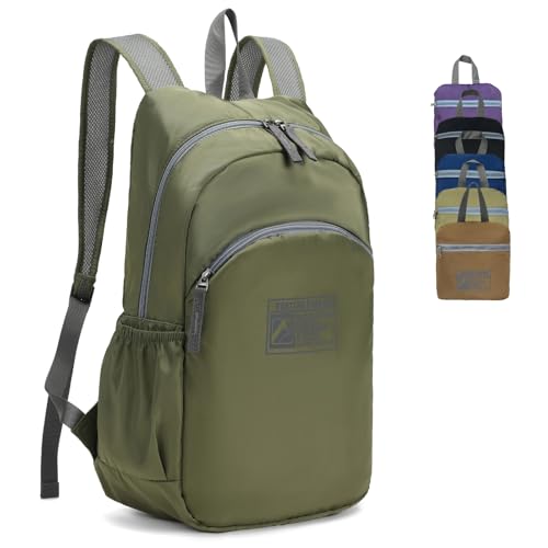 Lightweight Packable Travel Backpack 20L, Water-Resistant Daily Backpack Outdoor Hiking Pack for Women Men (Army green)2