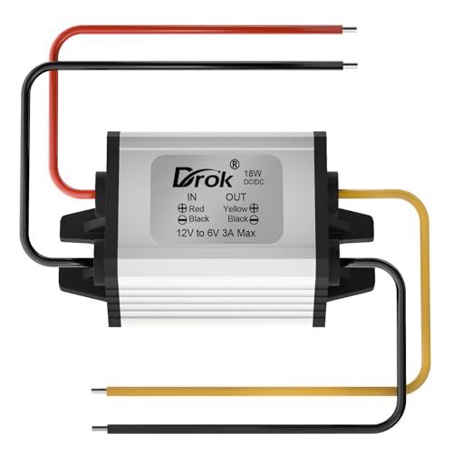 Image of DROK 12V to 6V Reducer - Waterproof 12V to 6V Step Down Converter DC to DC Buck Converter Voltage Regulator 8V-35V to 6V 3A 18W
