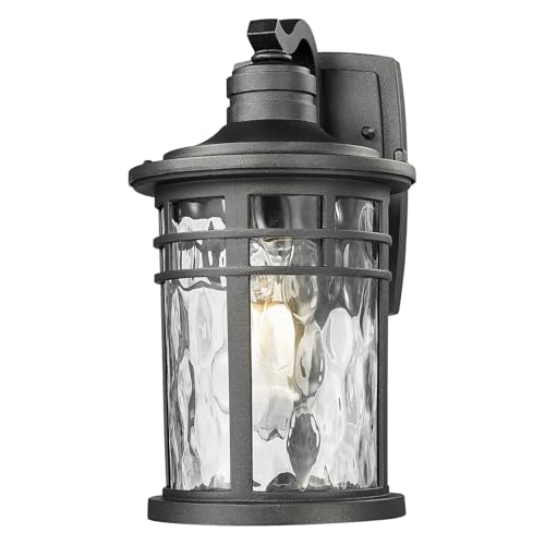 Image of Darkaway Outdoor Porch Lights Wall Mount, Outside Light Fixtures Sconces Wall Lighting with Water Ripple Glass Waterproof Exterior Lights for Patio Yard House Hallway Doorway Garage