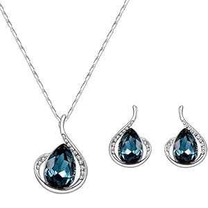 Ogquaton 1 Set Mode Strass Collier Boucles D&rsquo;oreilles Ensemble Élégant Pendentif En Cristal Jwellery Ensemble pour Femmes Filles Élégant et Pratique