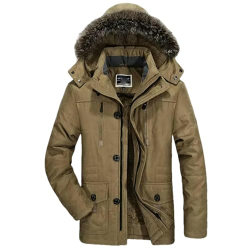 Chaqueta de invierno para hombre larga y cálida: parka de trabajo con capucha