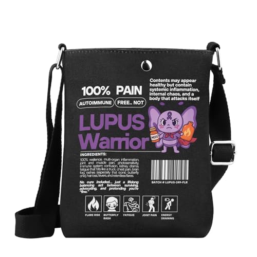 MYSOMY WSNANG Lupus-Krieger-Geschenk, Lupus, violettes Bewusstseinsband, inspirierte Kuriertasche, für chronische Krankheitskämpfer, Crossbody-Tasche, Lupus Warrior, 14.7 x 2 x 21centimeters (5.8 x