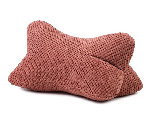 Gözze - Lesekissen Sven, Nackenkissen in genoppter Optik, Lese- und Relaxkissen für Nacken und Rücken, 40 x 25 cm - Beere