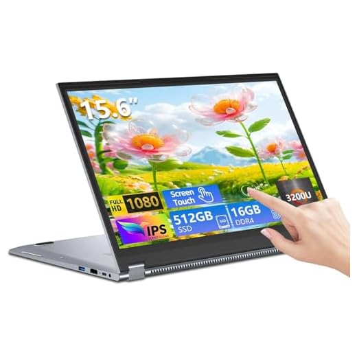 PC Portatile 15,6 Pollici, Computer Portatile 2 in 1, Capovolgimento a 360° 1920X1080 IPS,16GB RAM 512GB SSD Pc gaming portatile, AMD 3200U Laptop gaming, Supporto USB RJ45 Type-C, Per Studio Lavoro