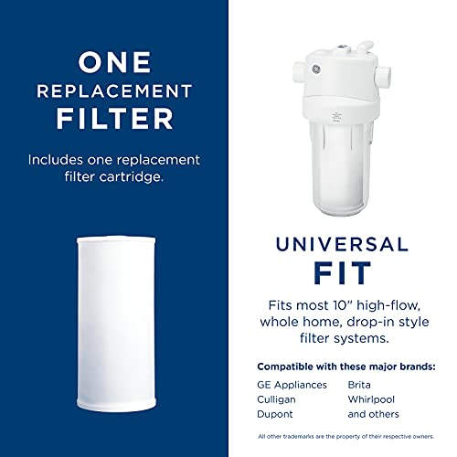 Image of GE FXHTC Whole House Water Filter,Replacement for Water Filtration System,NSF Certified: Reduces Chlorine, Sediment, Rust,Other Impurities,Replace Every 3 Months for Best Results,1 Filter (Pack of 4)