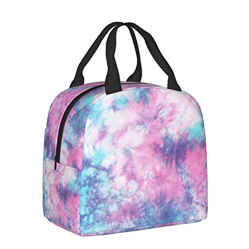 Prelerdiy Pastel Blue Pink Tie Dye Lunch Box Insulated Meal Bag Lunch Bag Reusable Snack Bag Food Container For Boys Girls Men Women School Work Travel Picnic #TOP1