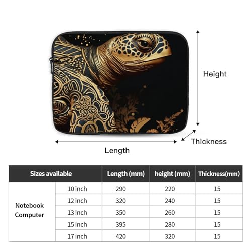 Funda para portátil con patrón tortuga marina negro y dorado 15 pulgadas miniatura 3