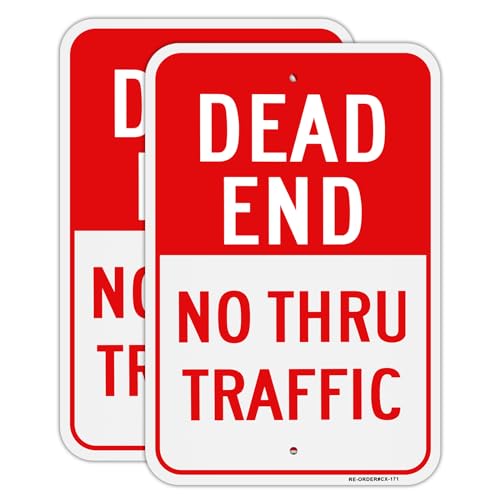 2 Pack No Thru Traffic Sign, Dead End Sign, 18”