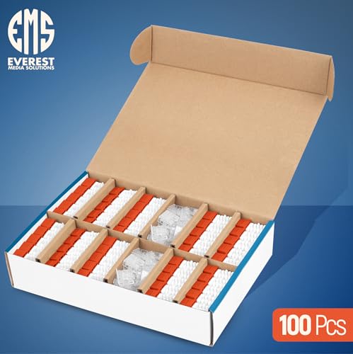 Image of Everest 90 Degree RJ45 cat6 Keystone Jacks Slim Profile 100-Pack Orange | Compatible with 90 Angled Speed Termination Tool - easyJACK (B094WB91H3)