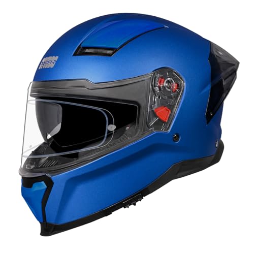 Image of STUDDS Helios ISI and DOT Certified Full Face Helmet with Antifog 100 Lens, Sporty Spoiler (MATT Blue - XL)