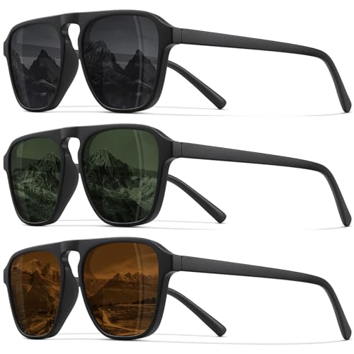 STORYCOAST Polarized Retro Aviator Sunglasses for Men Women Classic Driving Running Sports Square Aviators Sun Glasses