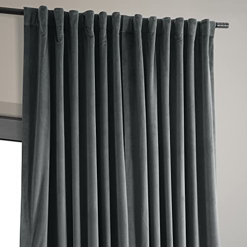 HPD Half Price Drapes Signature Velvet Thermal Blackout Curtains for Living Room 108 Inch Long (1 Panel) Rod Pocket Insulated Blackout Curtains for Bedroom Window Curtains, 100W x 108L, Natural Grey