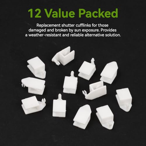 Shutter Clips for Vinyl Shutter Repair Parts Connectors-Cufflinks,12 Pack Shutter Rear Tilt Bar Connectors Replacement for Blinds Hunter Douglas/Eclipse, Window Shutter Repair Kit(1558 Rear Connector)