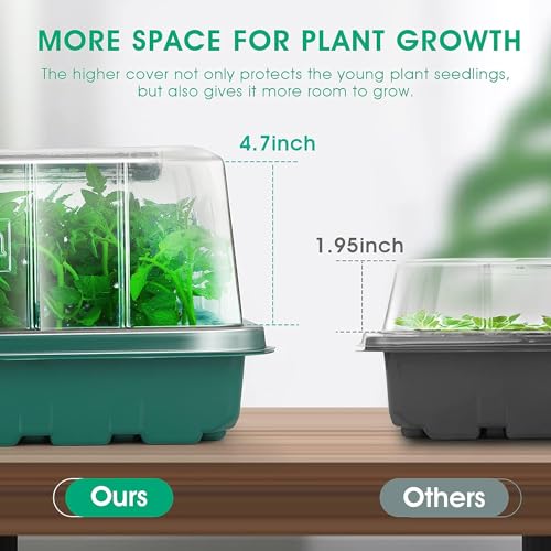 Ryscam Seed Starter Tray with Grow Light, 192-Cell Seed Starter Kit, Seedling Starter Trays with Humidity Domes, Automatic Timer, Adjustable Light Indoor Gardening Plant Germination Trays