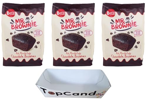 Mr. Brownie Chocolate 3 x 200g Mit Belgischer Schokolade 8 Brownies Pro Packung Köstliches Feingebäck Mit Topcandy Snackschale. 8 einzeln verpackte Brownies in jeder Packung.