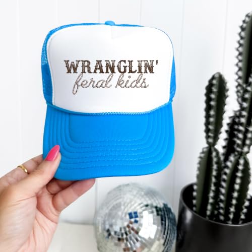 Image of Olive Loves Apple Wranglin' Feral Kids Trucker Hat for Mom and Dad Funny Western Style Cap for Women and Men
