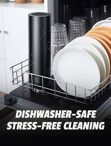 AINOPE Smart Hot Water Bottle for Magsafe Water Bottle for Car with Handle Fit iPhone 16, Black Metal for Magsafe Cup Phone Holder 360° Rotate Stainless Steel Gym Sport 24oz