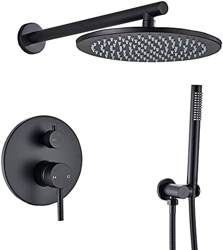 Robinet de douche noir mat anti calcaire en laiton avec mitigeur mural double fonction