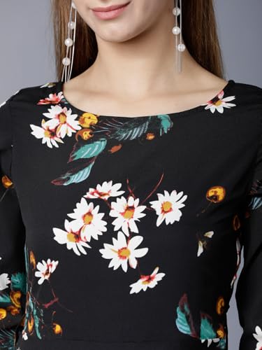 Image of Tokyo Talkies Women's Long Sleeves Round Neck Printed Dresses | Stylish| Casual