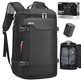 POSO P Vacuum Backpack Travel, Expandable Vacuum Seal Compression Backpack with Pump, Laptop Compartment, Water-Resistant Business Carry-On Backpack Valentine's Day Gifts for Men Travel Weekend