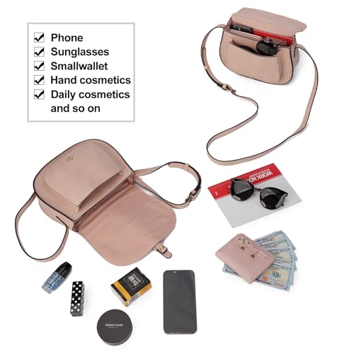 Image of AFKOMST Crossbody Bags for Women,Small Saddle Purse and Boho Cross Body Handbags,Vegan Leather