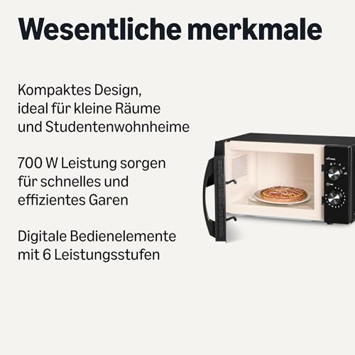 Amazon Basics Solo-Mikrowelle mit 6 Leistungsstufen und Auftaufunktion, 700W, 20l, schwarz – Bild 2