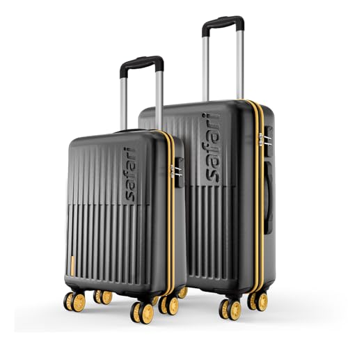 Image of Safari Astra Neo 8 Wheels Set of 2 (Cabin + Medium) Trolley Bags, Hard Case Polycarbonate, 360 Degree Wheeling Luggage for Men & Women, Travel Bag Suitcase for Travel, Trolley Bags for Travel, Black