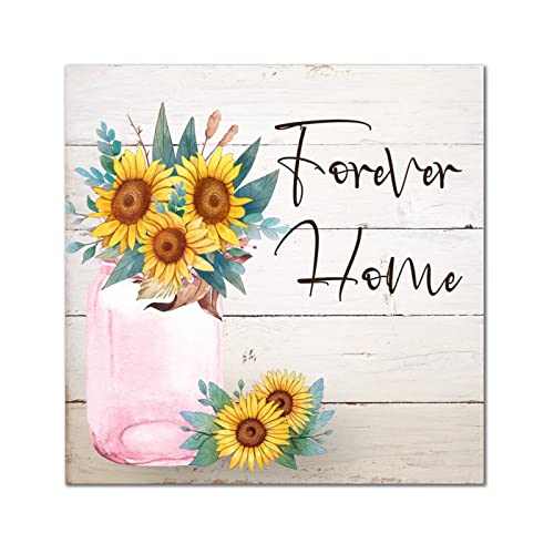 Cadeau pendaison de cremaillere panneau bois tournesol