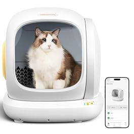 MeoWant Self-Cleaning Cat Litter Box, 75L Extra Large Open Automatic Cat Litter Box for Multi Cats, Integrated Safety Protection/APP Control/Odor Removal Smart Litter Box with Mat & Liner