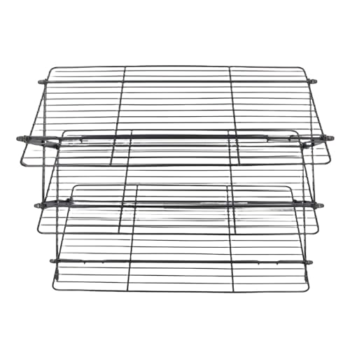 Image of Foldable Baking Cooling Rack, Iron Multi Layer Wire Grid, Rectangular Shape - Space Saving Design, Enhanced Airflow Cooling, Ideal for Cakes and Cookies