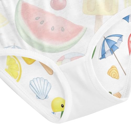Colorful Ice Cream Popsicle White Toddler Underwear Girls, Cotton Underwear for Girls, 2T–8 Years4