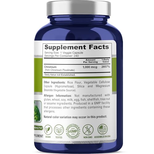 NusaPure Chromium Picolinate 1000mcg 240 Veggie Capsules (Non-GMO, Vegan) - Image 3