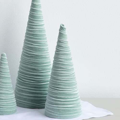 Image of Sage Velvet Trees Set of 3, Handcrafted Valentine, Mantel Decor, Elegant Holiday Entryway, Minimalist Tablescape, Green Wedding Centerpiece (Sage)
