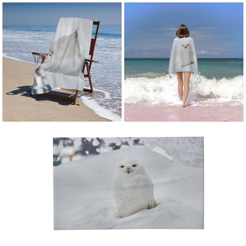 Serviette de bain microfibre hibou des neiges douce et compacte