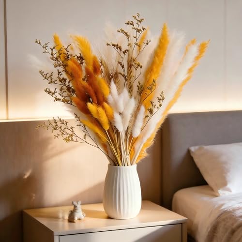 Ramo de flores secas Boho con pasto cola de conejo y hierba pampas miniatura 5