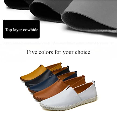 Men's Leather Slip On Soft Business Driving Shoes, Flat Slip On Lightweight Casual Boat Shoes, Business Casual Leather Shoes.3