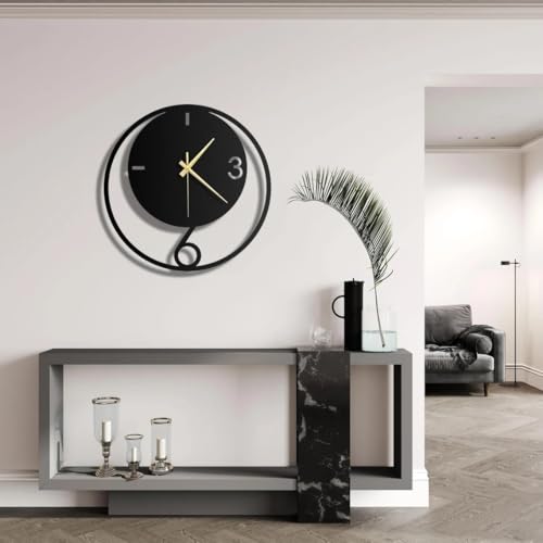 Image of Morden Metal Wall Clock for Living Room, Bedroom, Office, Kitchen, Stylish Wall Clock for Home and Hall, Designer Big Size Modern (DA-199, 50 CM)