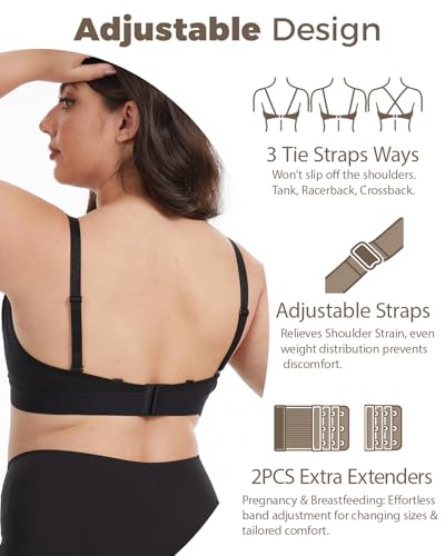 Image of Pumping Bra Hands Free Adjustable V Neck Nursing and Pumping Bra with Nursing Pads Holding Breast Pumps